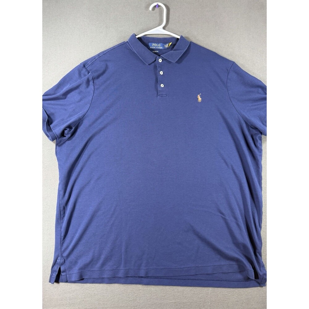 Polo Ralph Lauren Shirt Men XXL Blue Classic Fit Flesh Pony Stretch Golf Preppy
